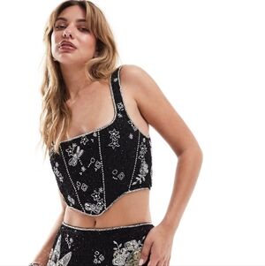 Asos Embellished Black SequinTop